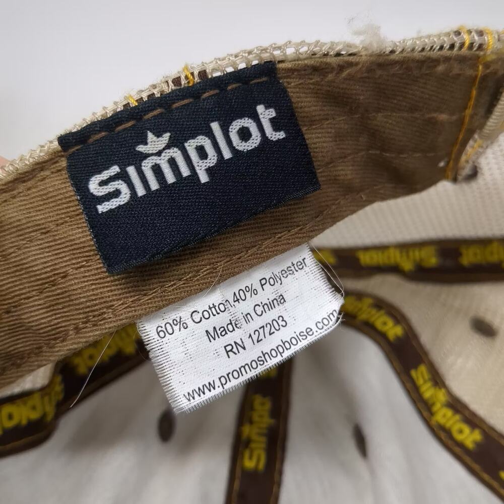 Simplot Baseball Cap Gray Beige One Size Embroidered Logo Mesh Back Strapback - Picture 9 of 9